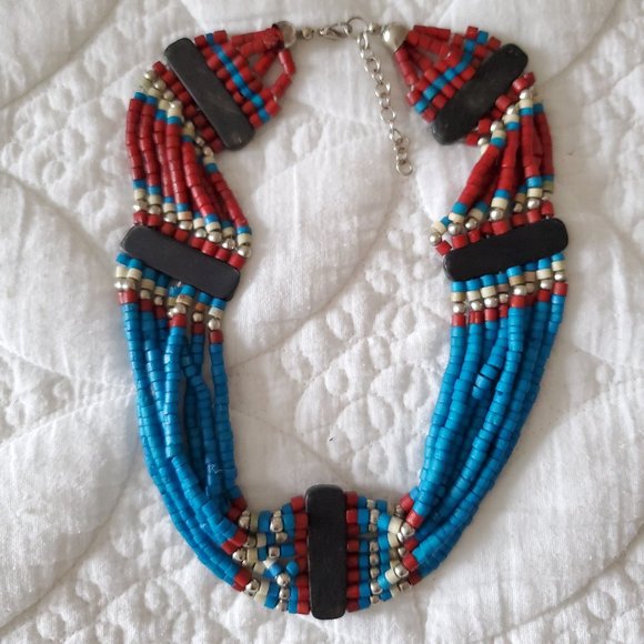 Handmade Indian Tribal Necklace - Picture 2 of 4